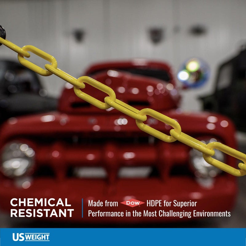 US Weight (Made in USA) 2" x 50' Red Plastic Safety Chain ft. SunShield UV Resistant Technology - Image 5